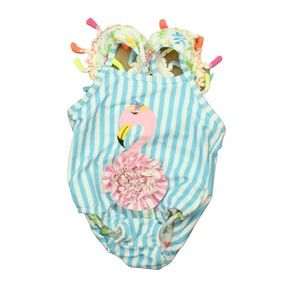 Unknown Brand Girls Aqua | Pink Flamingo 1-piece Swimsuit size: 12 - 18 Months